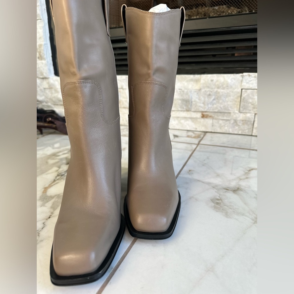 Franco Sarto Womens Valor Leather Square Toe Mid-Calf Boots - Picture 3 of 6